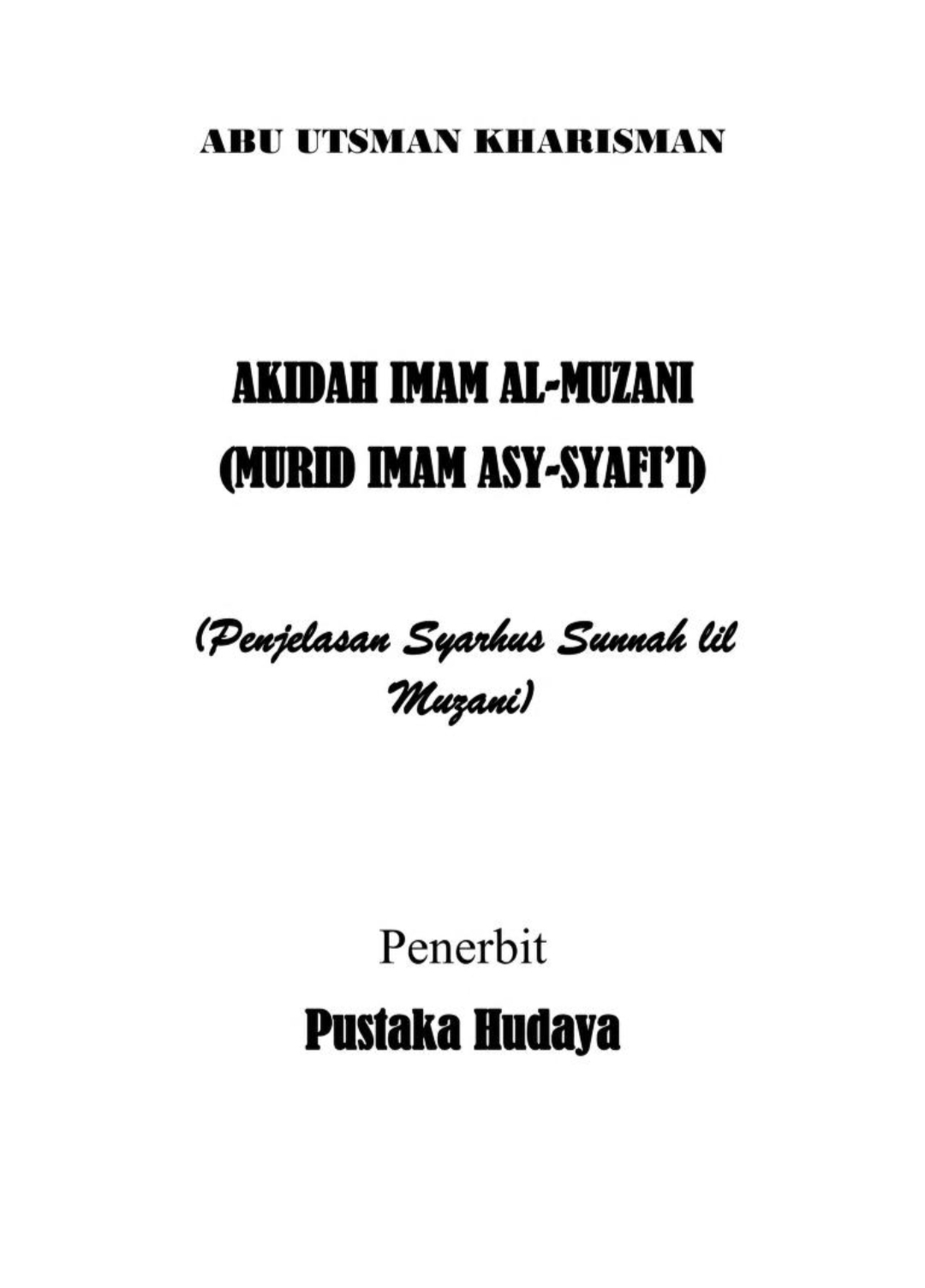 Terjemah Syarah As Sunnah - Imam Muzani - Maktabah Az Zaen - مكتبة الزين